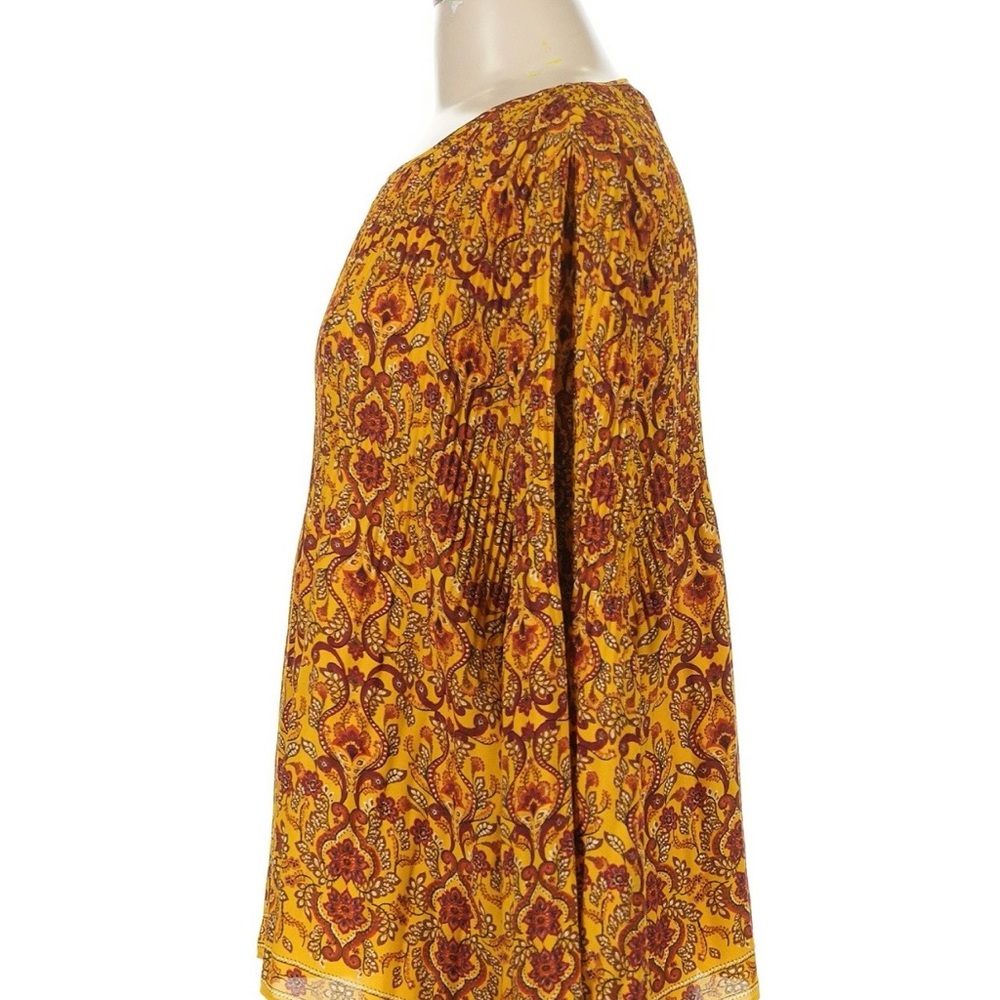 NWT $Max Studio Yellow and Red Patterned Blouse - Picture 5 of 7